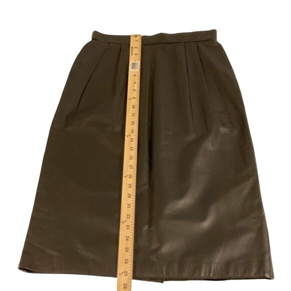 VTG C. Marie Leathers Black Leather Pleated Midi Skirt Size 10 - Picture 13 of 13
